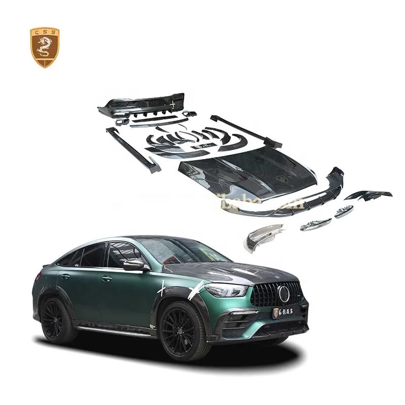 Mercedes Benz GLE63 350 450 53 Coupe C167 Wide Body Kit Top Style Carbon Fiber Front Lip Side