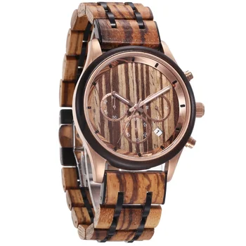 TJW High-End Men's Wooden Watch Combination Stainless Steel Natural Wood Seiko Movement Sport Business Style 42mm Pointer 22mm