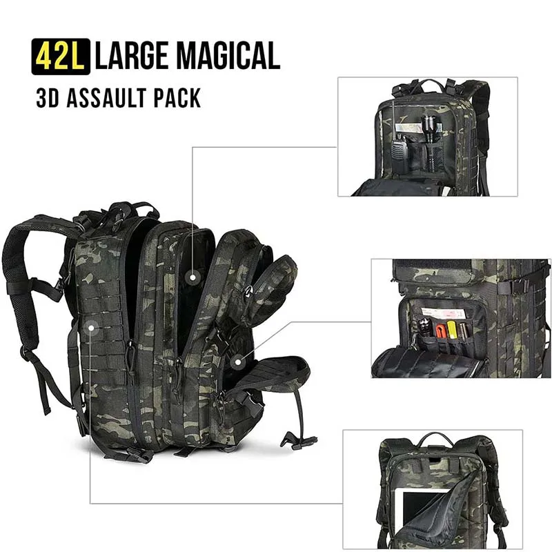 China Factory Customized Outdoor Travel Camping Rucksack Camouflage Hunting Backpack Large Capacity Tactical Backpack