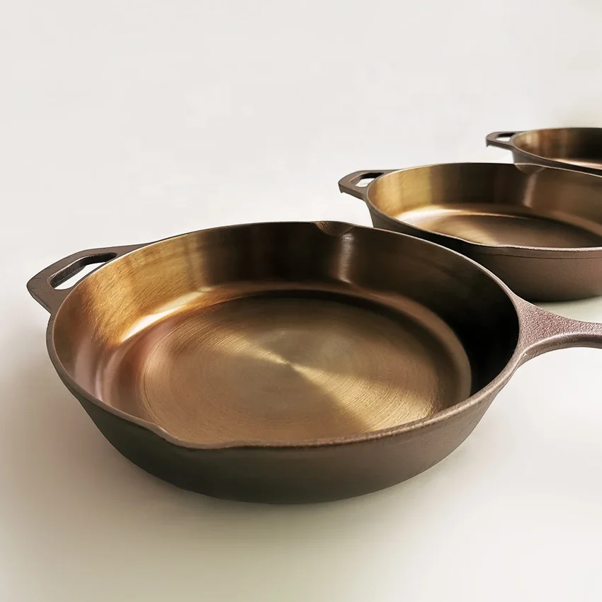 Обработанная гладкая полированная предварительно приправленная чугунная сковорода