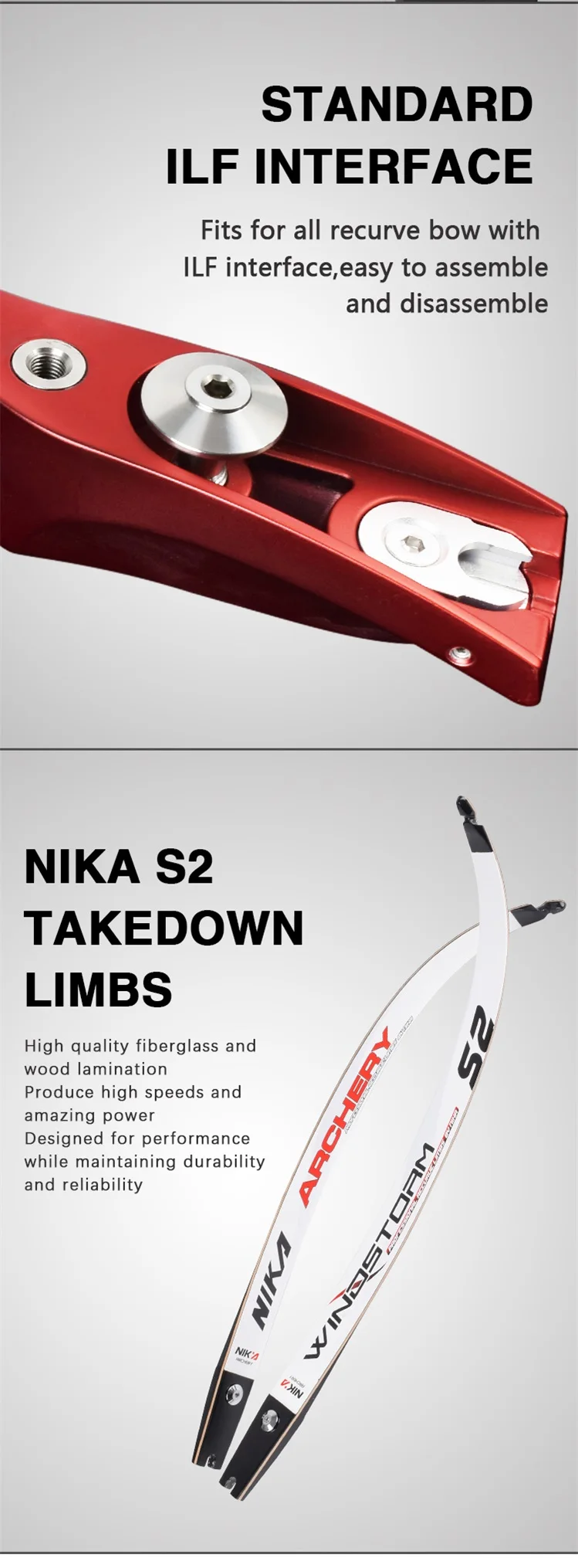 Nika S2 Laminated Limbs Et-3 Left Hand Riser Target Ilf Archery Recurve ...
