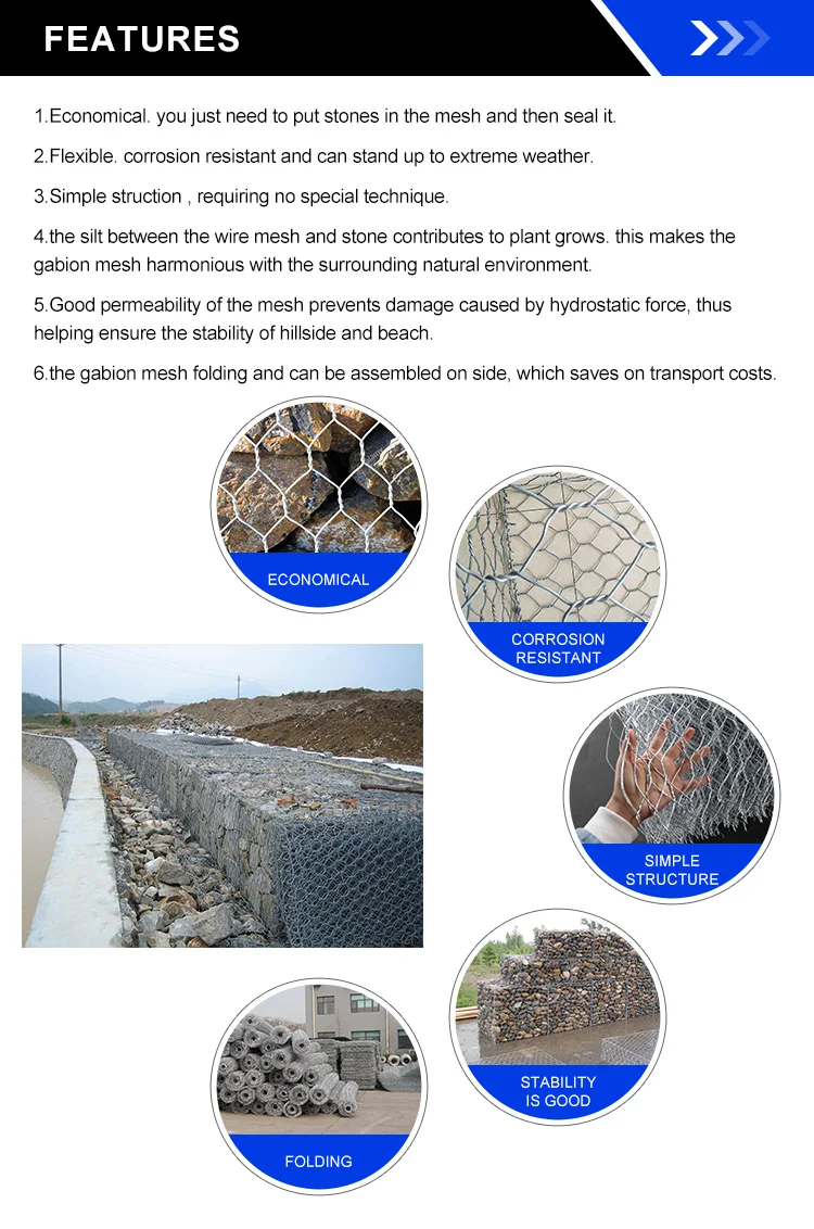 El alambre tejido Gabion Mesh Basket Retaining Wall Design del hierro con la piedra llenó Gabion en venta