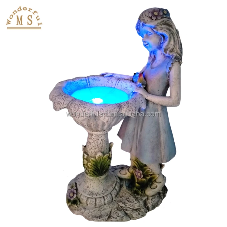 Customer Resin Garden Statue Hummingbird Figurine Wood with Solar LED Lights for Outdoor Indoor Decoration for Patio Yard Lawn