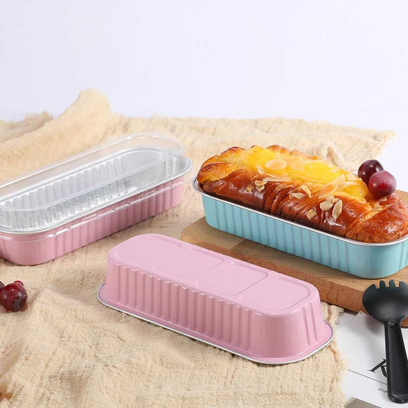 100 Pcs Colored Cake Decorating Rectangle Aluminium Foil Containers Baking  Bread Loaf Pan
