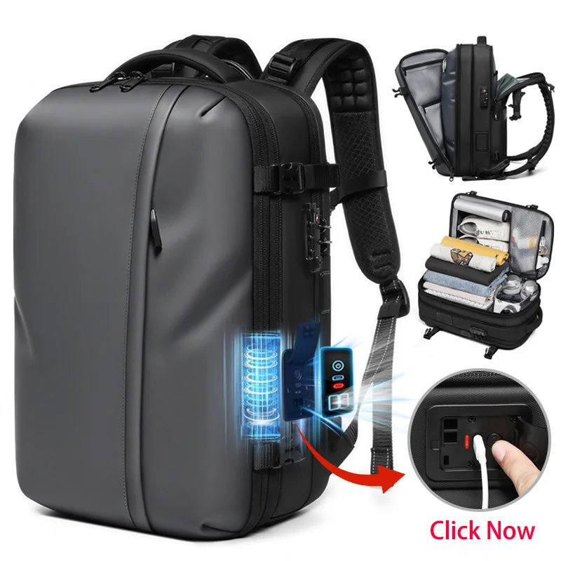 Vacuum Backpack Vacuum Compression Backpack Laptop Backpack USB Charging Travel Business Backpack with Air Pump for Man Woman