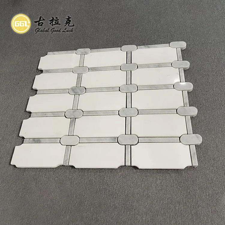 Contemporary Design Marble Mosaic Background White Marble Tile for Bathroom Kitchen manufacture