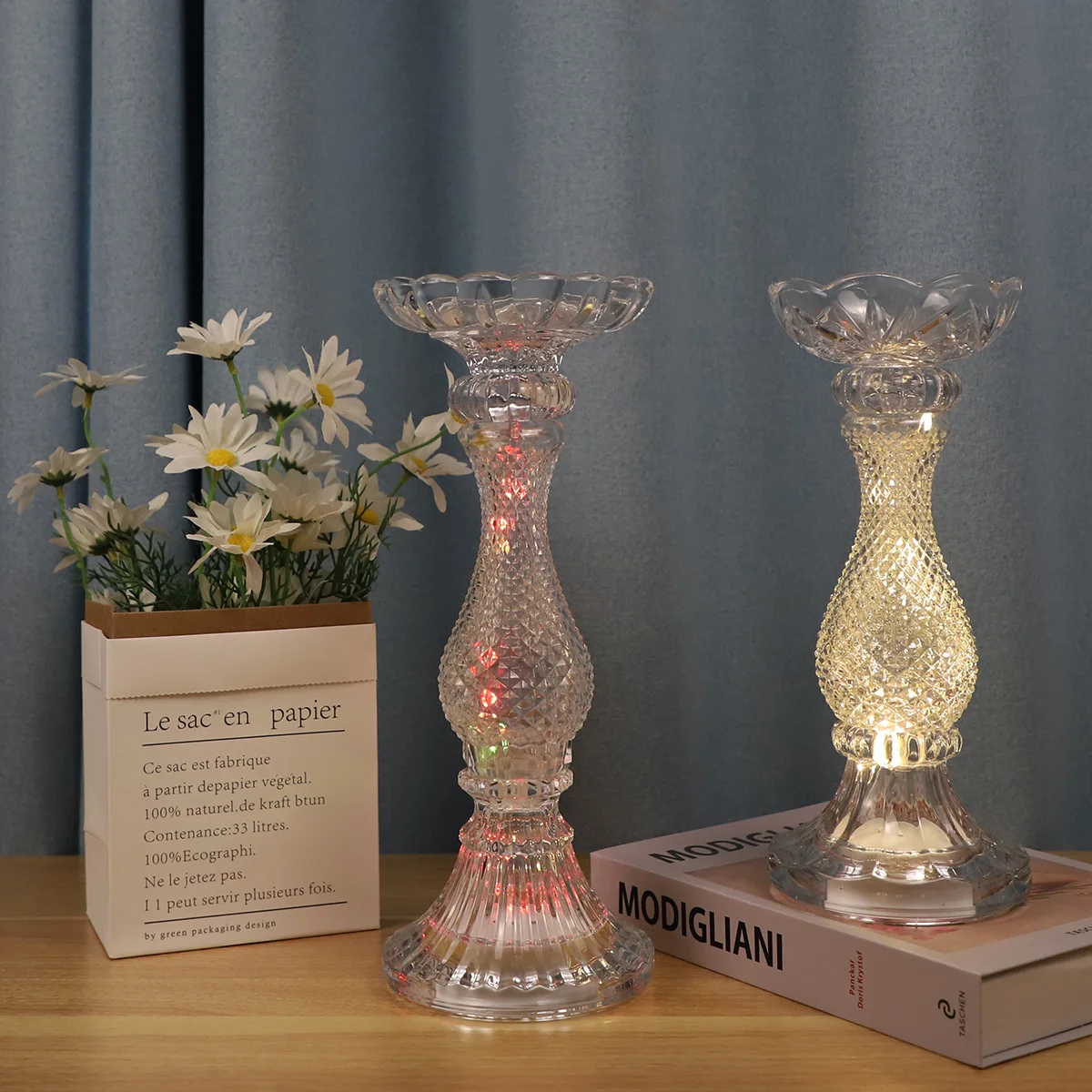 decoration for party wedding candle crystal artificial crafts candle blown glass candle holder