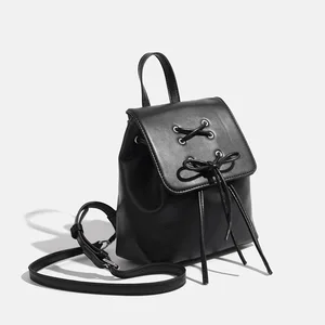 A-75 Women's Ballet Style Bow Chain Backpack Korean-Style PU Zipper Closure Custom Logo Cotton Friendly Fashionable Shoulder Bag