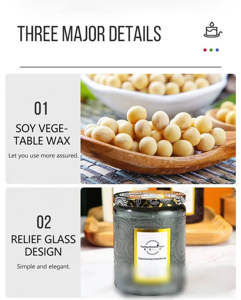 Aromatherapy Soy Wax Handmade Plant Wax Scented Candle Smokeless Home