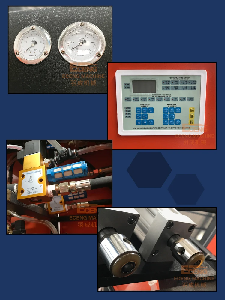Easy to operate 2cavitie 800BPH semi automatic PET blow molding 50ml to 2000ml bottle blowing machine price
