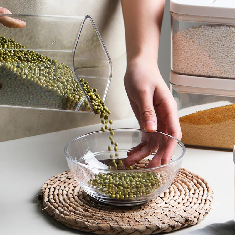 キッチン密閉缶詰穀物収納ボックス透明プラスチック家庭用食品