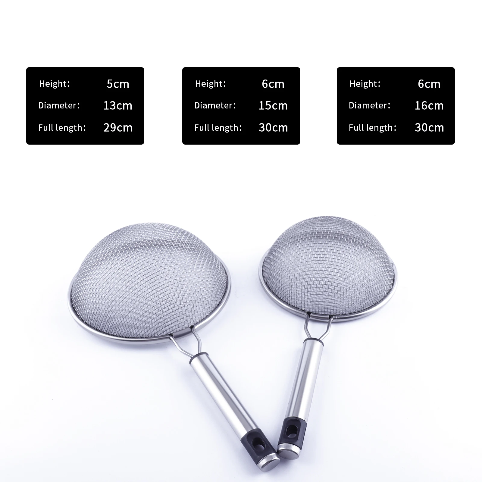 Double Layer Fine Mesh Strainer Sifter Filter Sieve Well Welded Long Handle Rustproof Filter Stainless Steel for Pulp and Tea