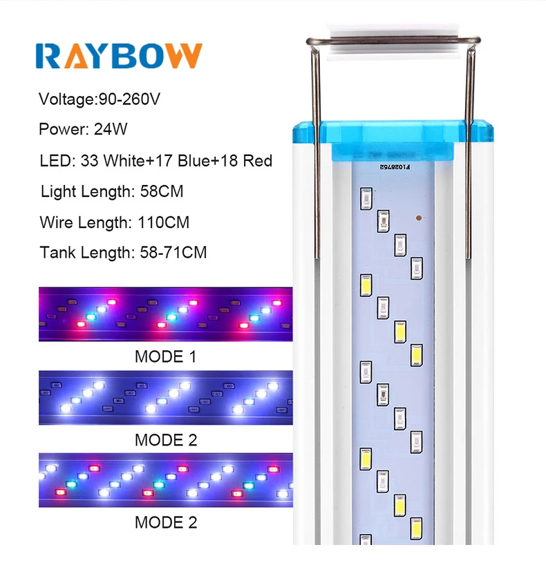 Raybow Hot Selling Waterproof Clip Lamp Aquatic Plant Light Extensible ...