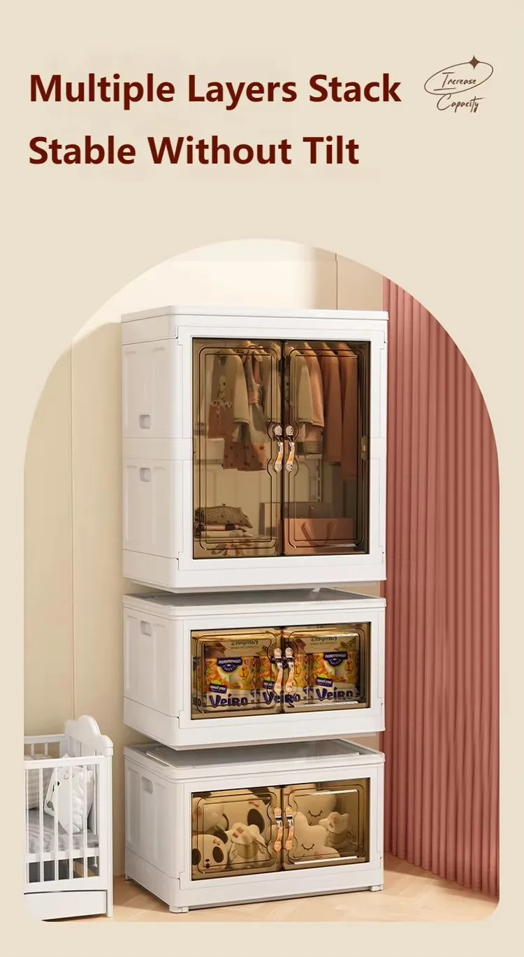 Large Capacity Foldable Plastic Cabinet Rectangle Shape Storage Bin Box for Clothes and Snacks High Capacity Storage Solution factory