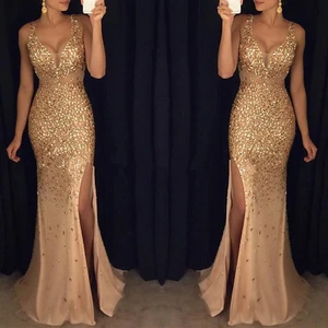 Women's Long Evening Slit Sleeveless Wedding Dresses Party Maxi Sequin Ladies Dress Prom Dresses 2026