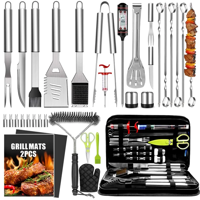 Wholesale 34Pcs Grill Accessories 16 Inches Heavy Duty BBQ Accessories Stainless Steel Grill Tools