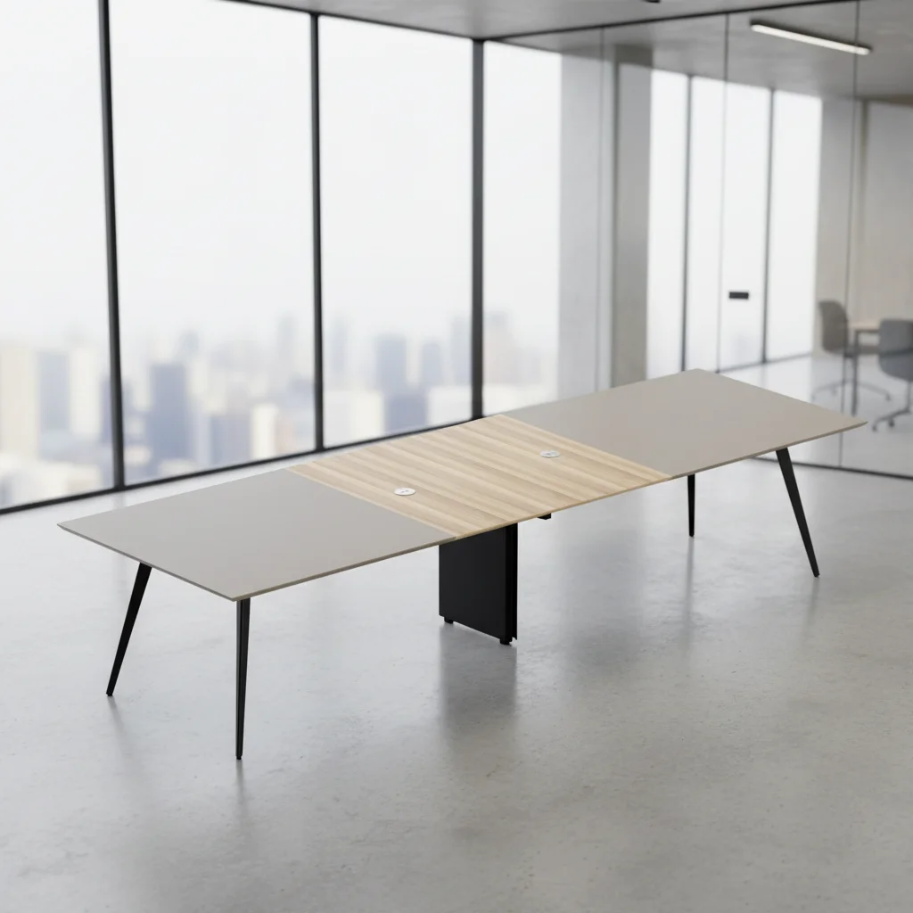 Large Modern Conference Table with Dual Power Sockets Midline Cable Tray Adjustable Feet Office Meeting Furniture 5