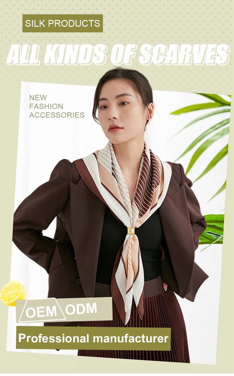 Manufacture Custom Neck Silk Scarf Designer Printing Printed Women