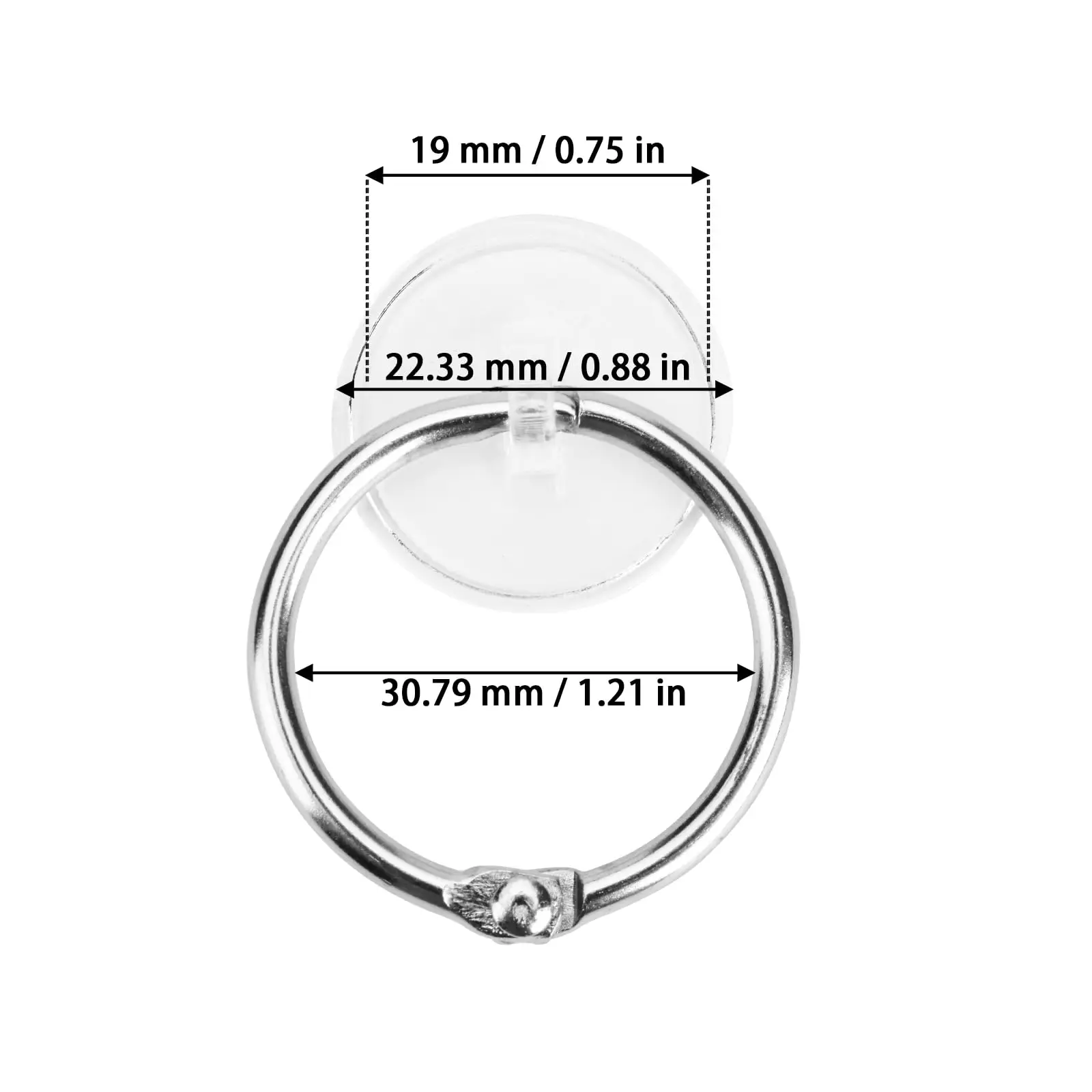 30 Pcs Self Adhesive Ceiling Hook Small Disc Hanging Hook with 3 cm Stainless Steel Ring Clear Waterproof Wall Hooks