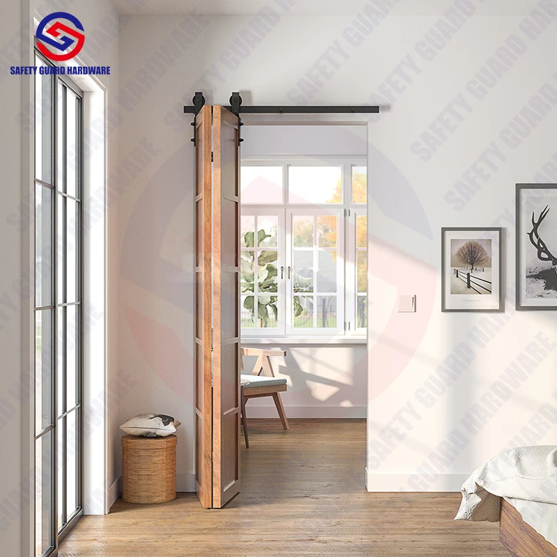 Customizable Bi-folding Design Wall Mount Single Double Wooden Doors Barn Door Hardware Kit Sliding Door Hardware Kit