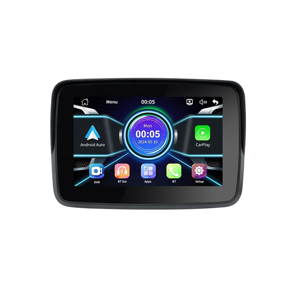 TIYPEOR 5 Inch Motorcycle Navigation Waterproof CarPlay Display Screen Portable Motorcycle Wireless Android Auto Moto Carplay