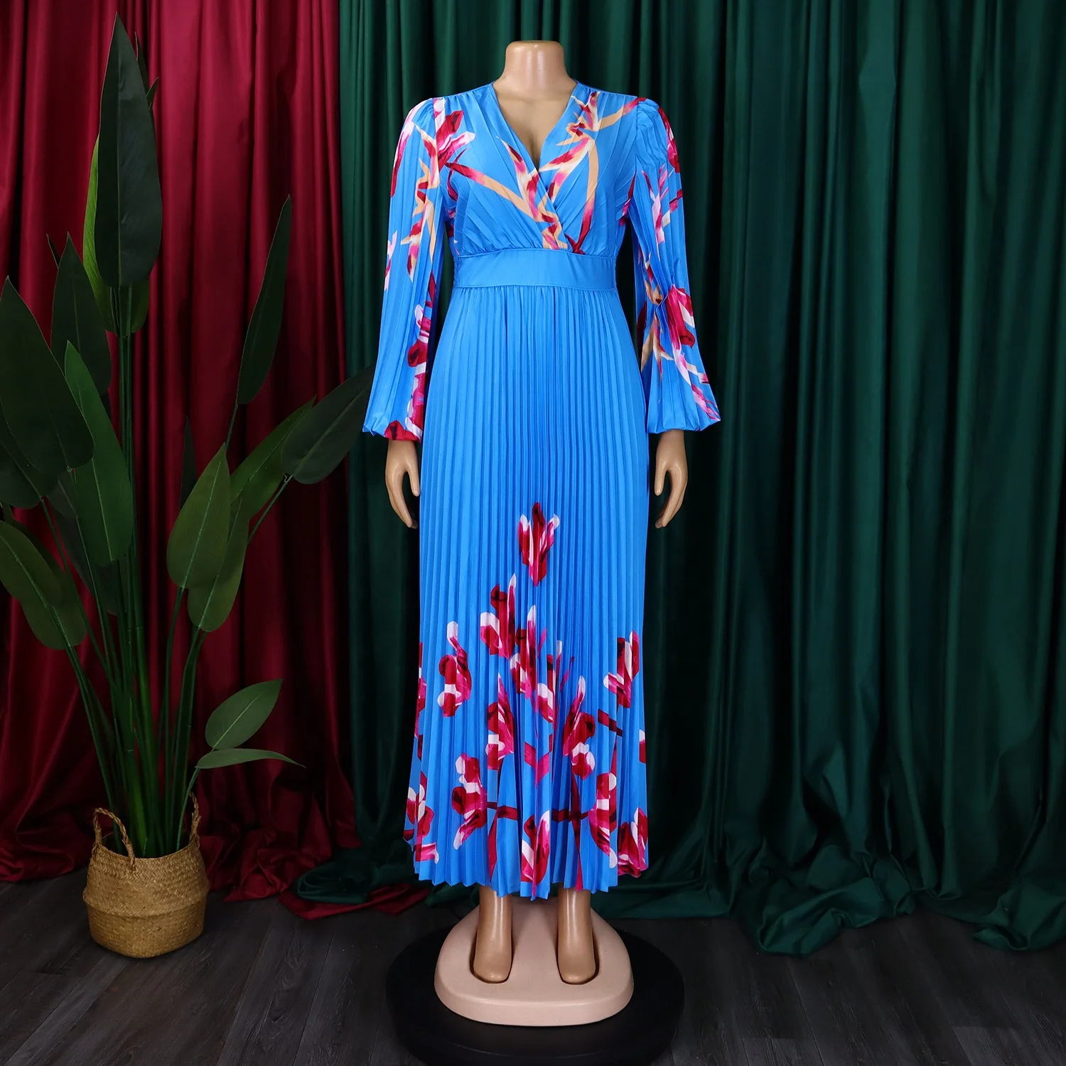China Wholesale Pleated Woman Dress African Long Casual Dress Turkish Long  Casual Dress