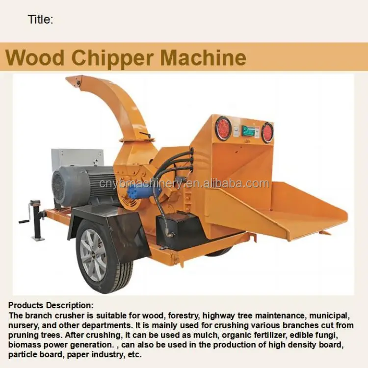 6 Inch Diesel Engine Mobile Mulcher Chipper Wood Shredder Chipper Heavy Duty Wood Chipper