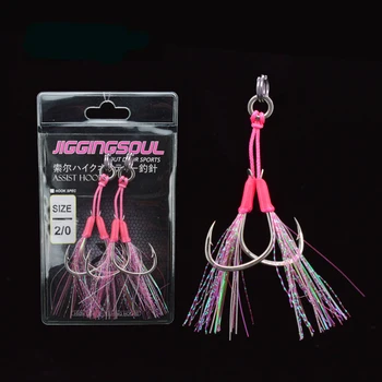 New Arrival Luminous Saltwater Steel Wire Fishing Jig Double Assist Hook with Solid Ring 2pcs/bag – Metal Jig – view 4