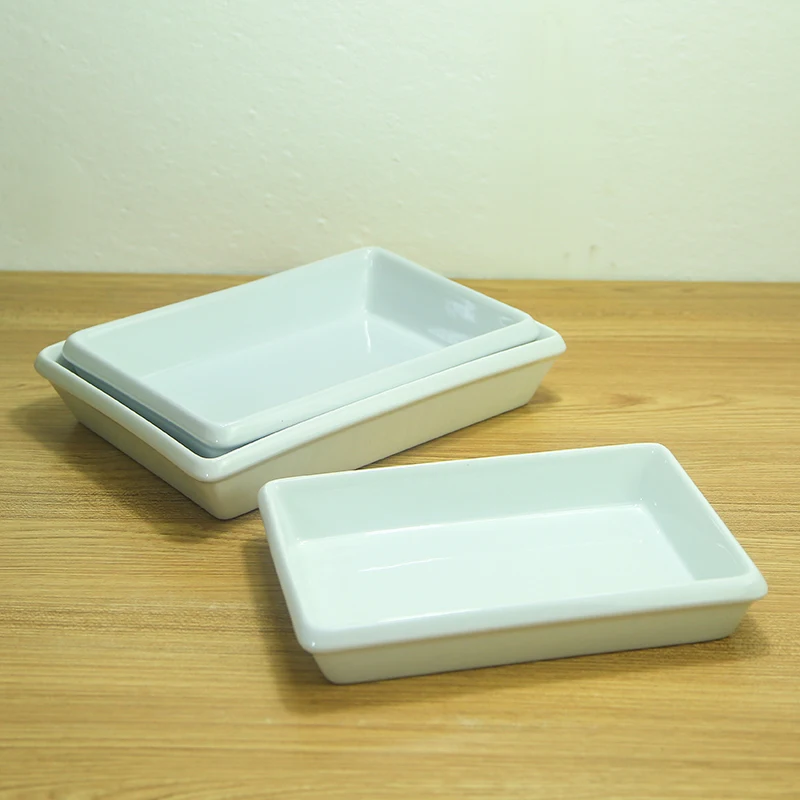 Wholesale Royal Steak Pasta Porcelain Ceramic Food White Flat Rectangle Deep Plate