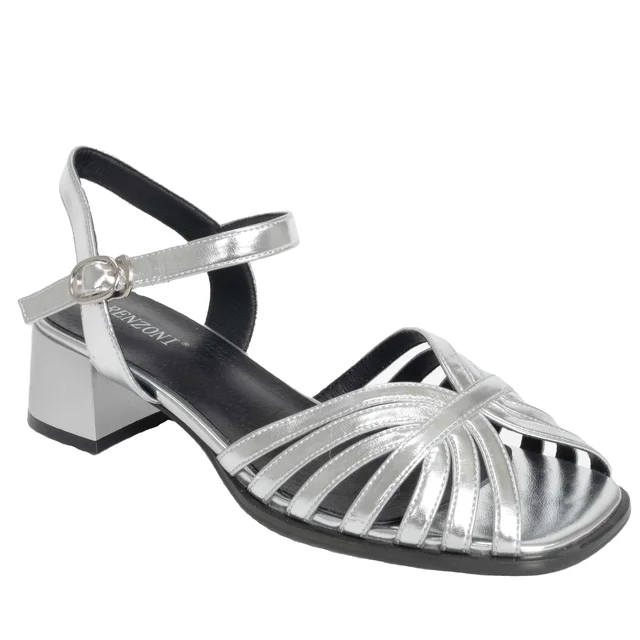 2024 YZY wholesale OEM Women Silver patent leather high Square Heel summer fashion style Pumps