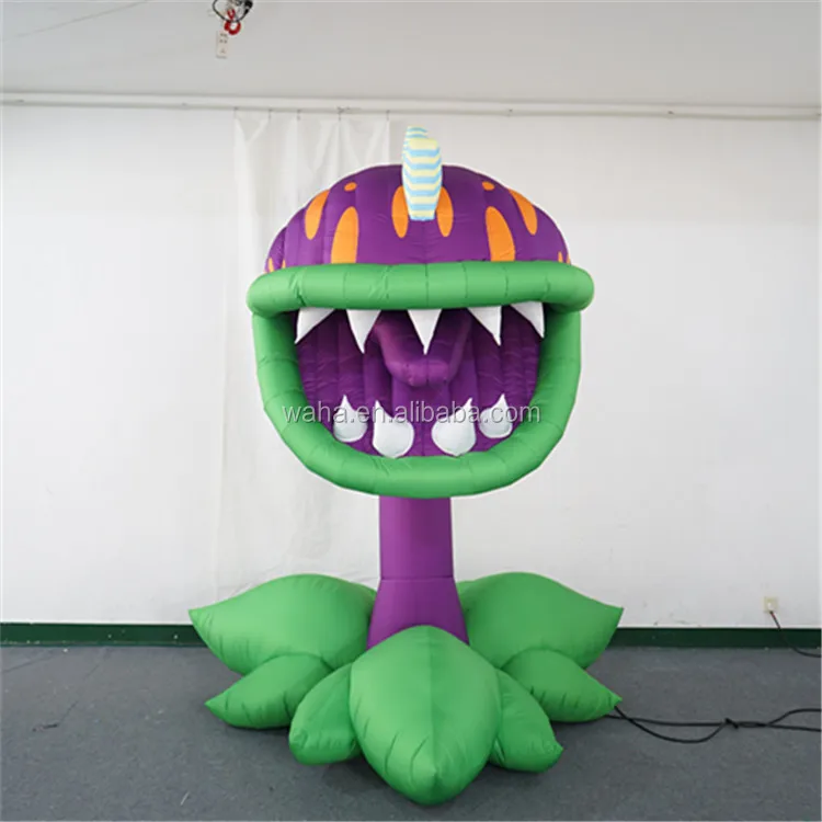 Customized Automatic Open and Close Inflatable Flower Man Eater Plant for bar Event Decoration