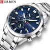 3 blue dial silver strap