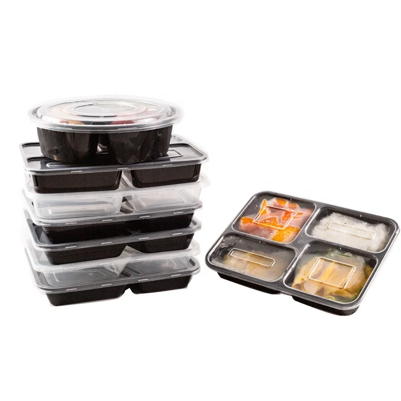 Disposable 4 Compartment Lunch Dinner PP Plastic Storage Food Box