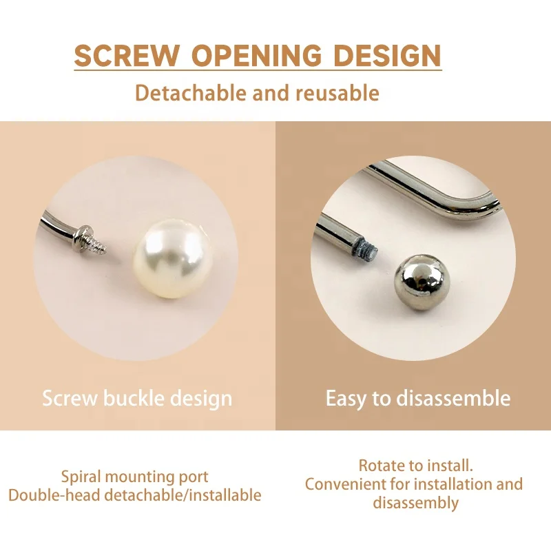 Meetee XP097 Metal Double-Headed Decorative Clasp Hook Accessory U-Shaped  Detachable Irregular Button Dress Shirt Alloy Material