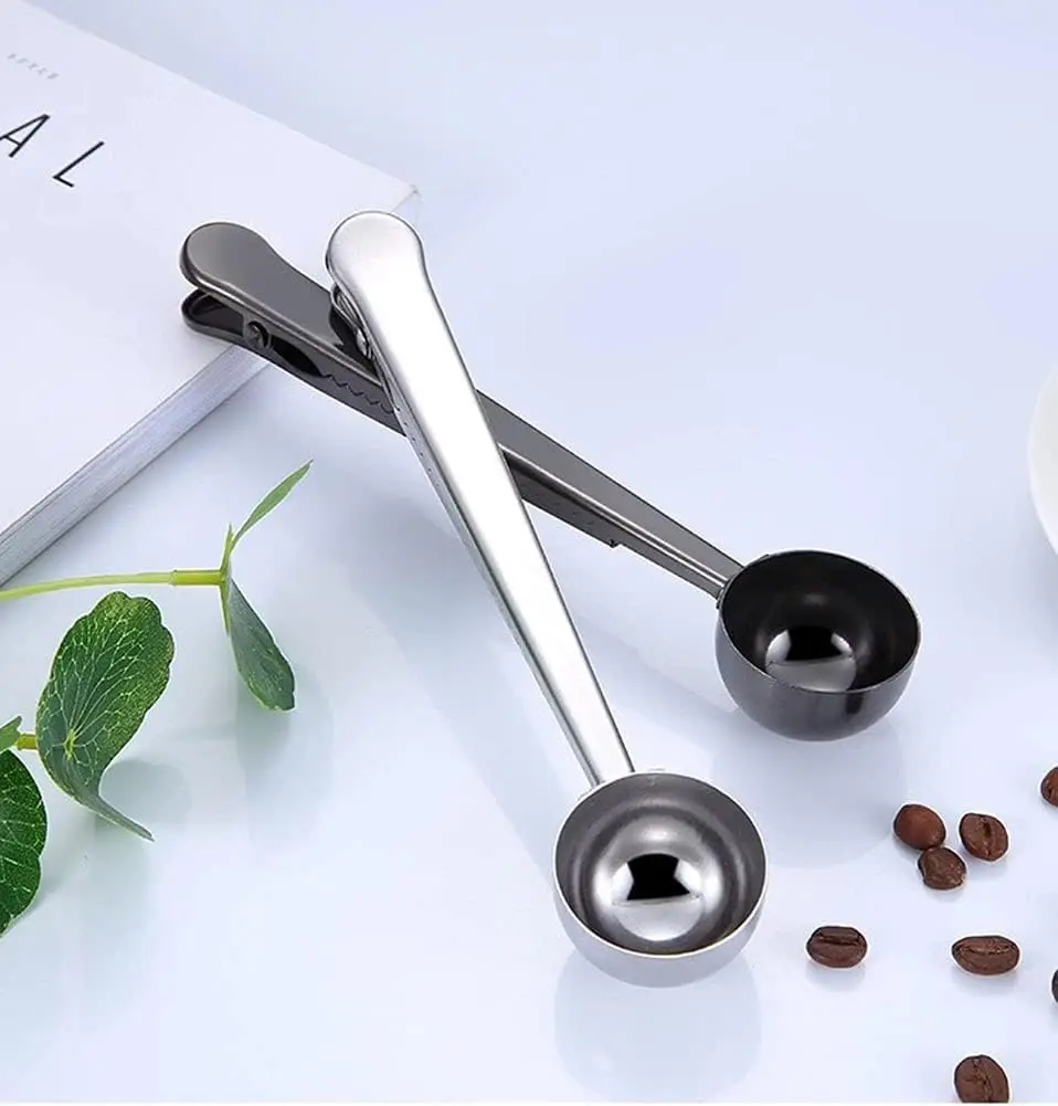 Multifunction Stainless Steel Coffee Spoon With Bag Clip Sealing Measuring Scoop