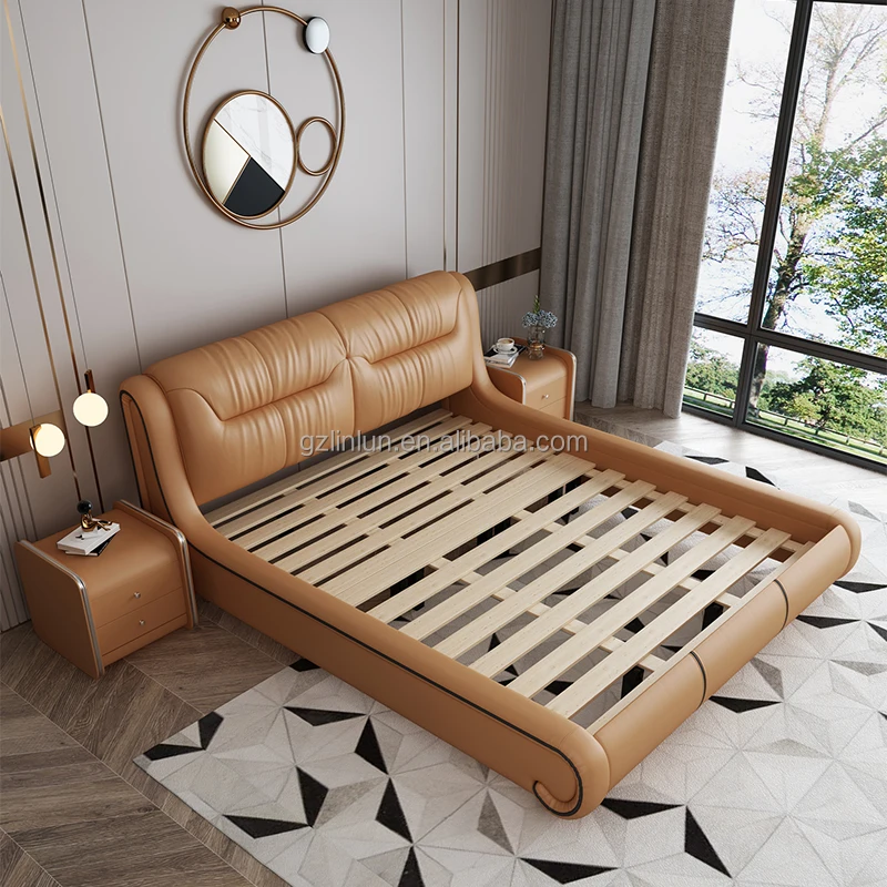 Wholesale Newly Design Double Leather Box Bed For Wooden Frame Queen