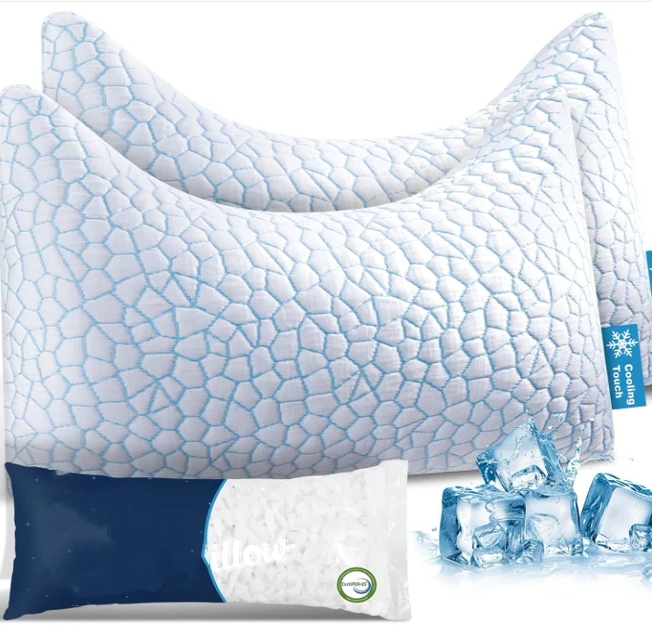 Wholesale Arch Shape Premium Neck Support Cervical Adjustable Cooling Gel Memory Foam Pillows for Side Sleeper