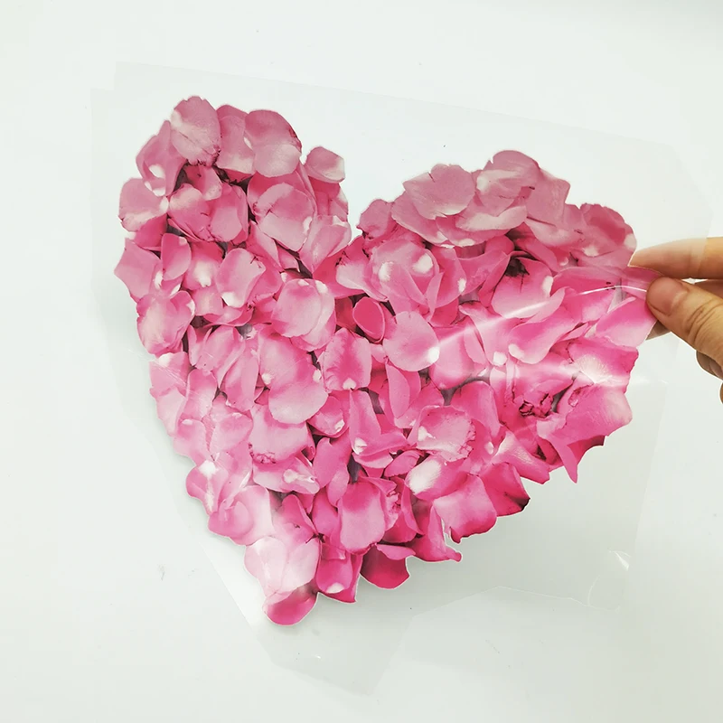 Small MOQ Heart Flower Love Pattern Heat Transfer Printing Ready to Press on Shirts Cheap DTF Valentines Day PET Material