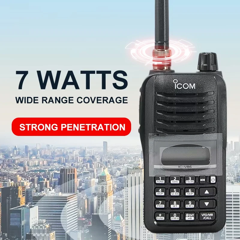 Original Icom IC-V86 7W HAM Vhf UHF Two Way Radio Transceiver IP54 200 Channels Walkie Talkie
