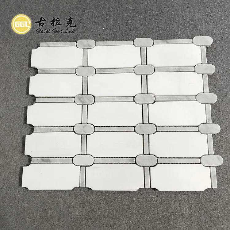 Contemporary Design Marble Mosaic Background White Marble Tile for Bathroom Kitchen