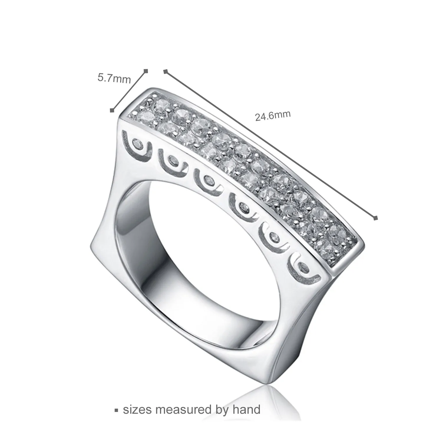 Fashion Simple Style Square Ring Cubic Zircon 925 silver Engagement Jewelry Women Wedding ring(图3)