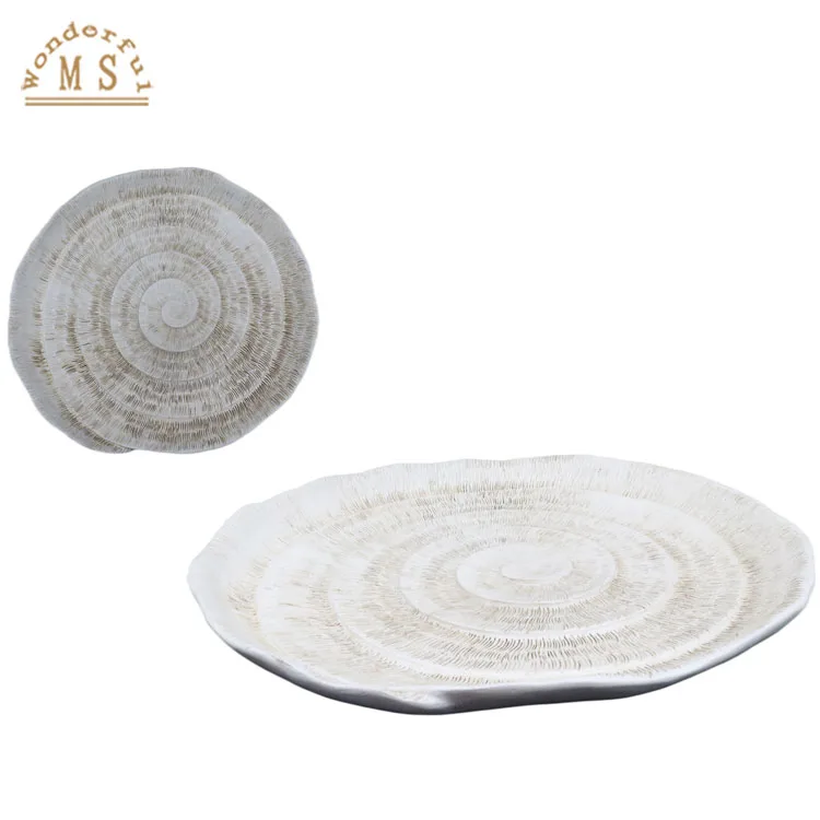 Oem Resin Lotus flowers tree leaf dish Shape Holders 3d  Style tray candy plate Kitchenware poly stone plate Tableware bowls