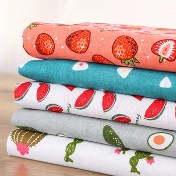 Fruit pattern cotton linen printed linen garden floral fabric handmade DIY tablecloth curtain background cloth