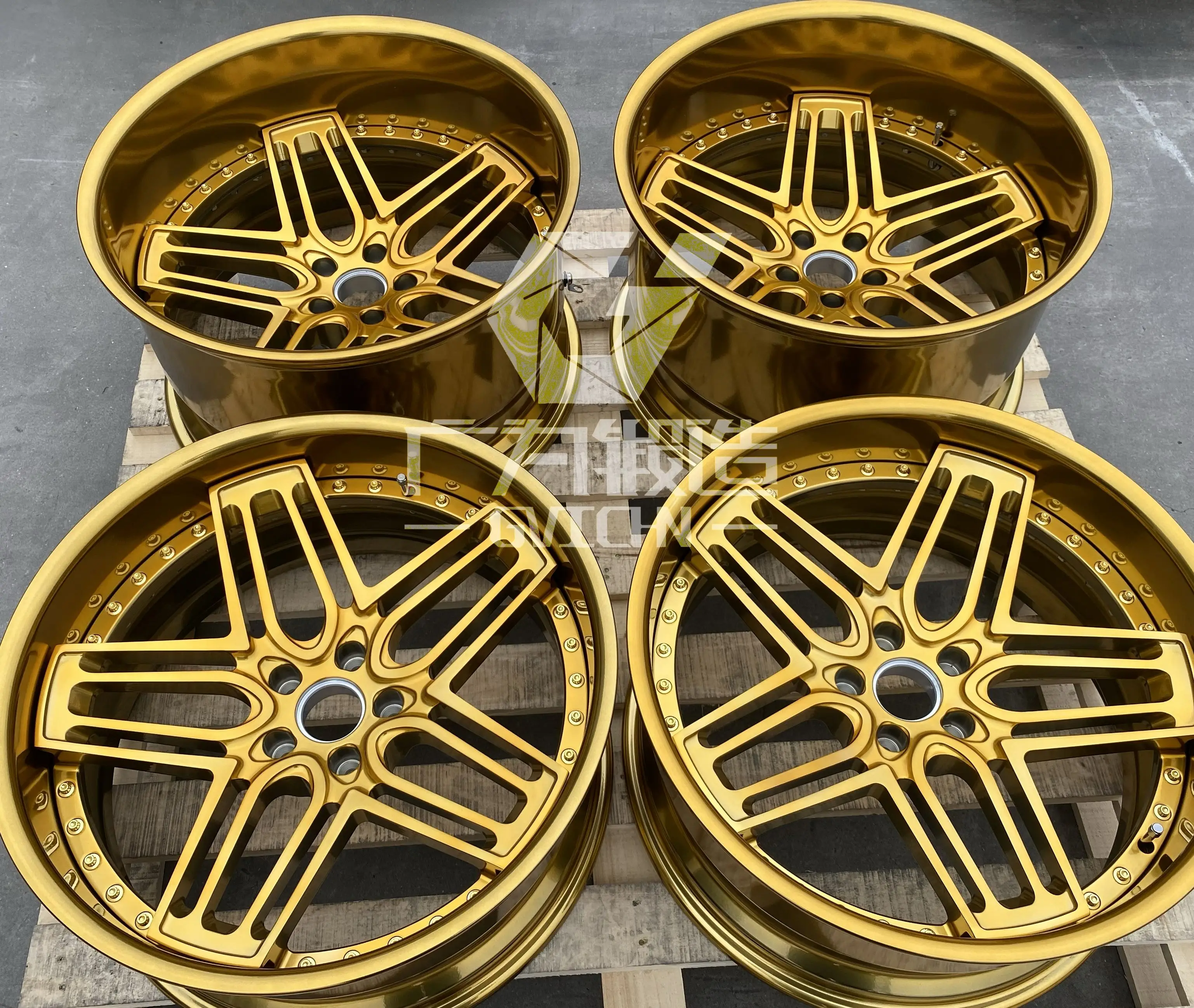 GVICHN 2 piece golden gloss rim aluminum alloy forged wheels 16 17 18 19 20 21 22 23 24 inch 5x112 5x114.3 5x120