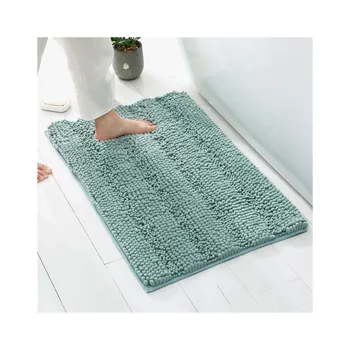 Chenille textile woven floor rug cushioned bath mat non-slip noodle pile bathroom chenille bath mat