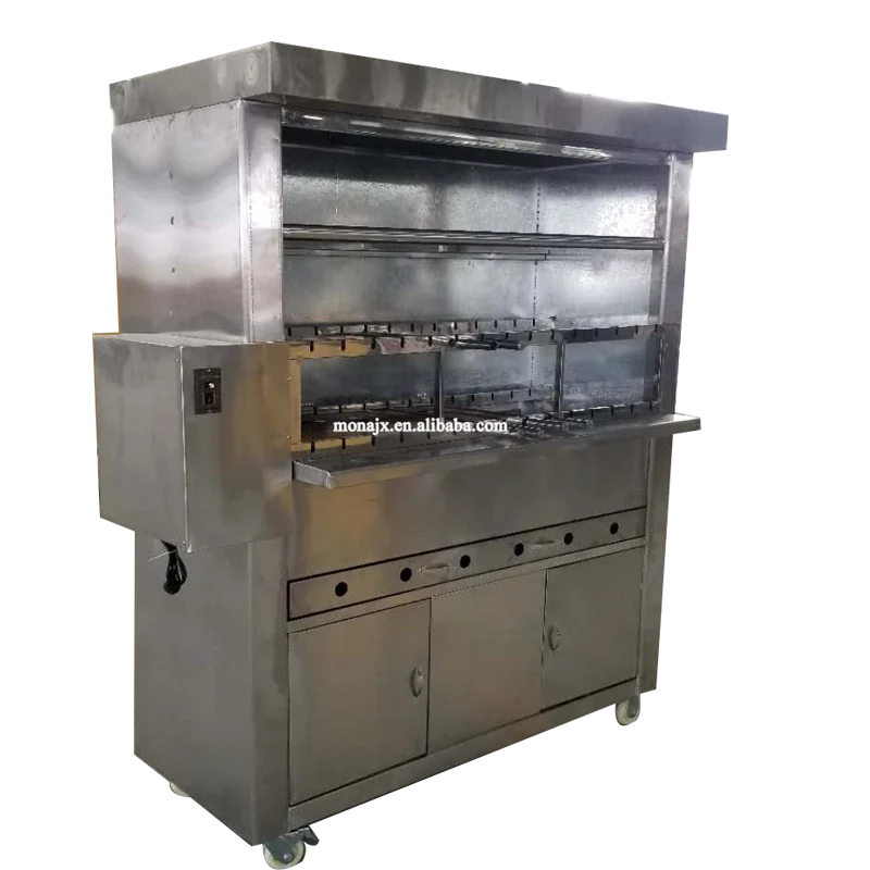 Brazilian Automatic Rotating Charcoal Roast Grill Machine/LGP Gas Shawarma Meat Barbecue Stove/Electric Heating Doner Kebab BBQ