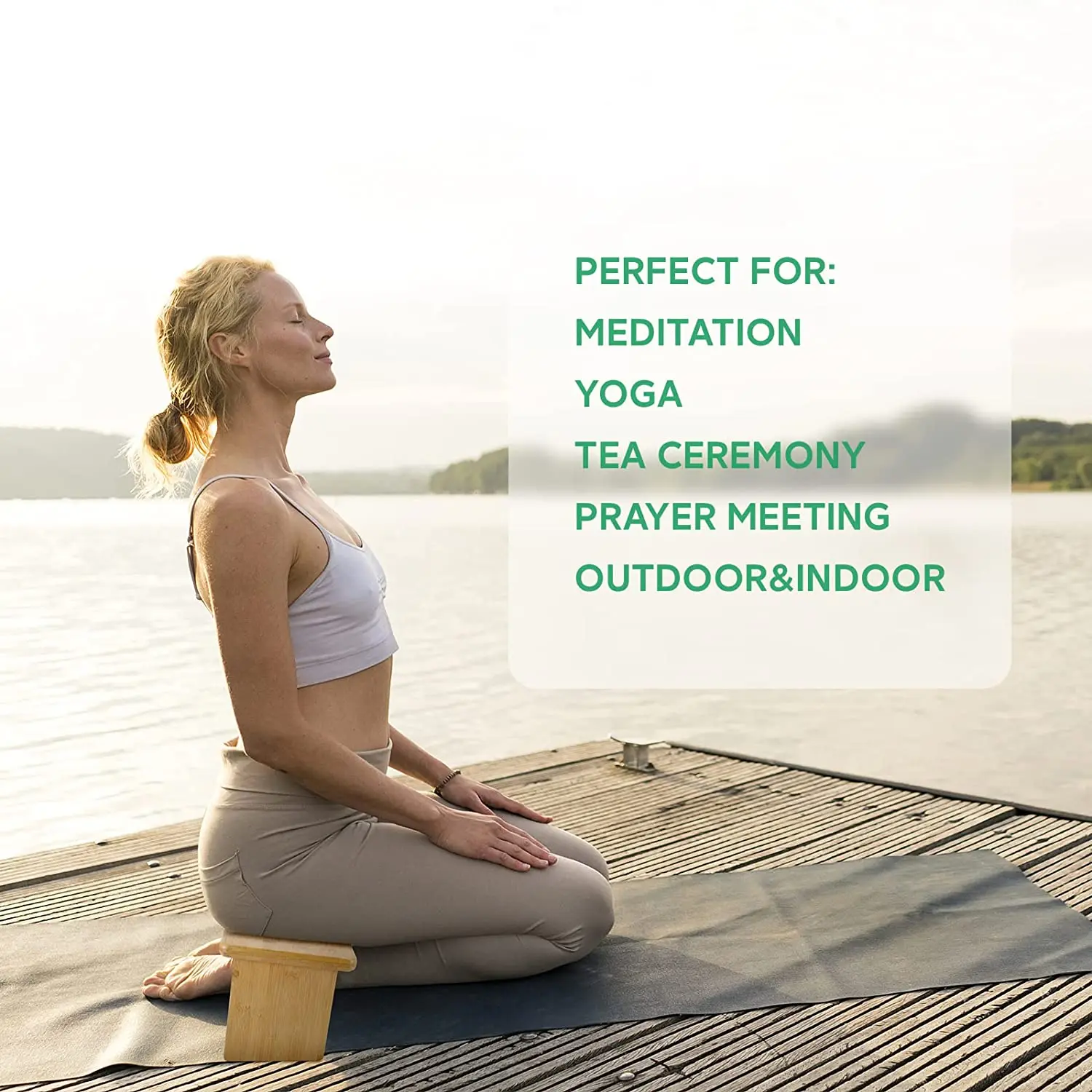 Ergonomic Bamboo Seiza Yoga Benches, Wooden Meditation Chair for Praying, Folding Prayer Kneeler Seat