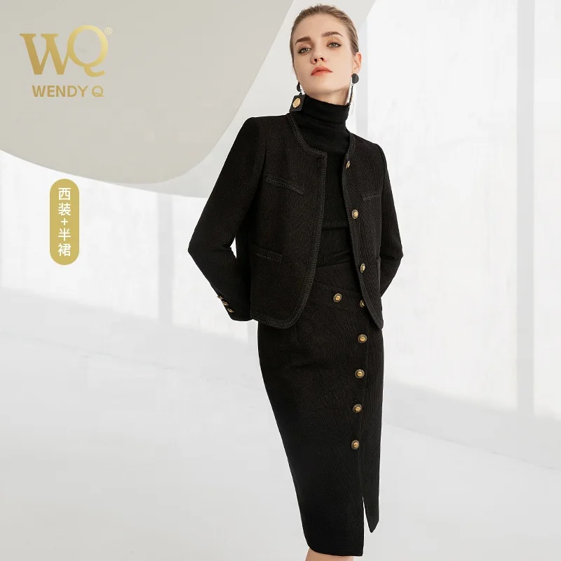 2024 New Product Korean Style Autumn and Winter High End Elegant Business Debutante Tweed Two-piece Dress Suit for Women