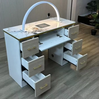 Modern Luxury Beauty Salon Furniture Portable Nail Desk Table Manicure Table
