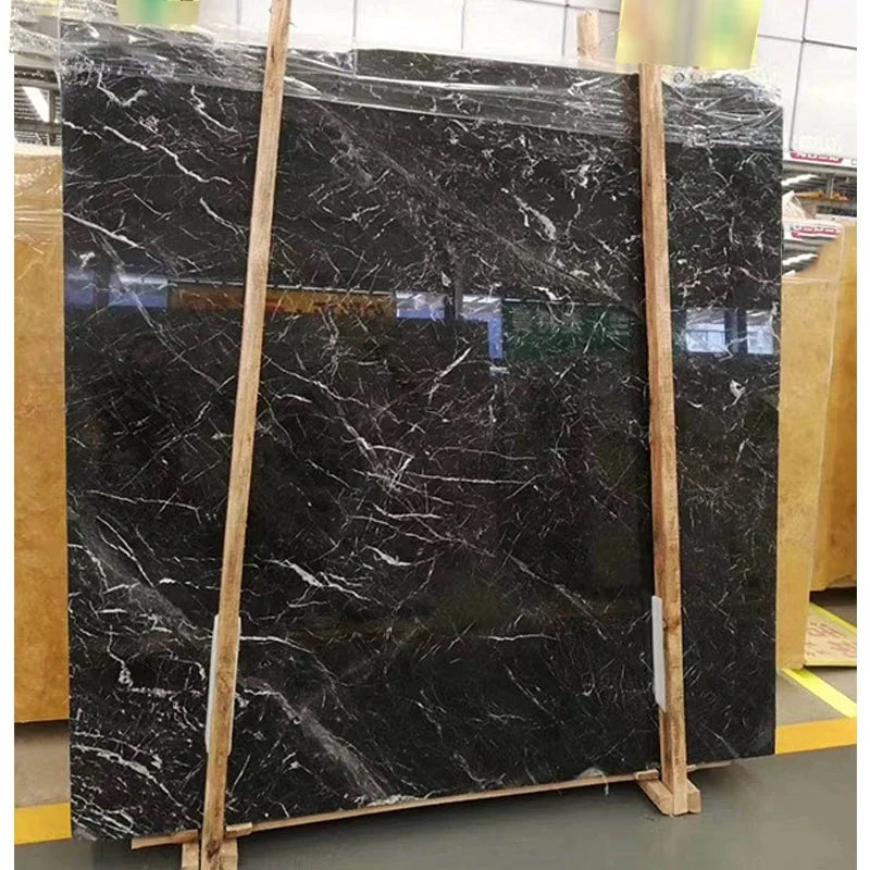 product italian black marble with white vein slab tile for floor and staris dark grey marble tile-5